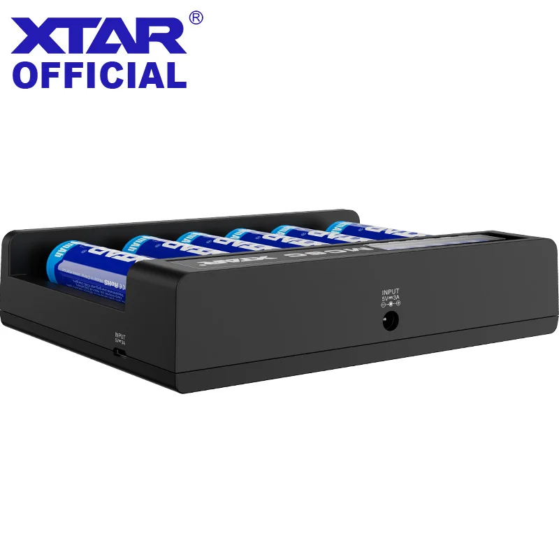 XTAR MC6C Зарядное устройство Micro-USB, постоянный ток, Вход 6-слот ЖК-дисплей умный литий-ионный Батарея Зарядное устройство 10400-26650 на плоской подошве 32650 21700 20700 18650 Батарея