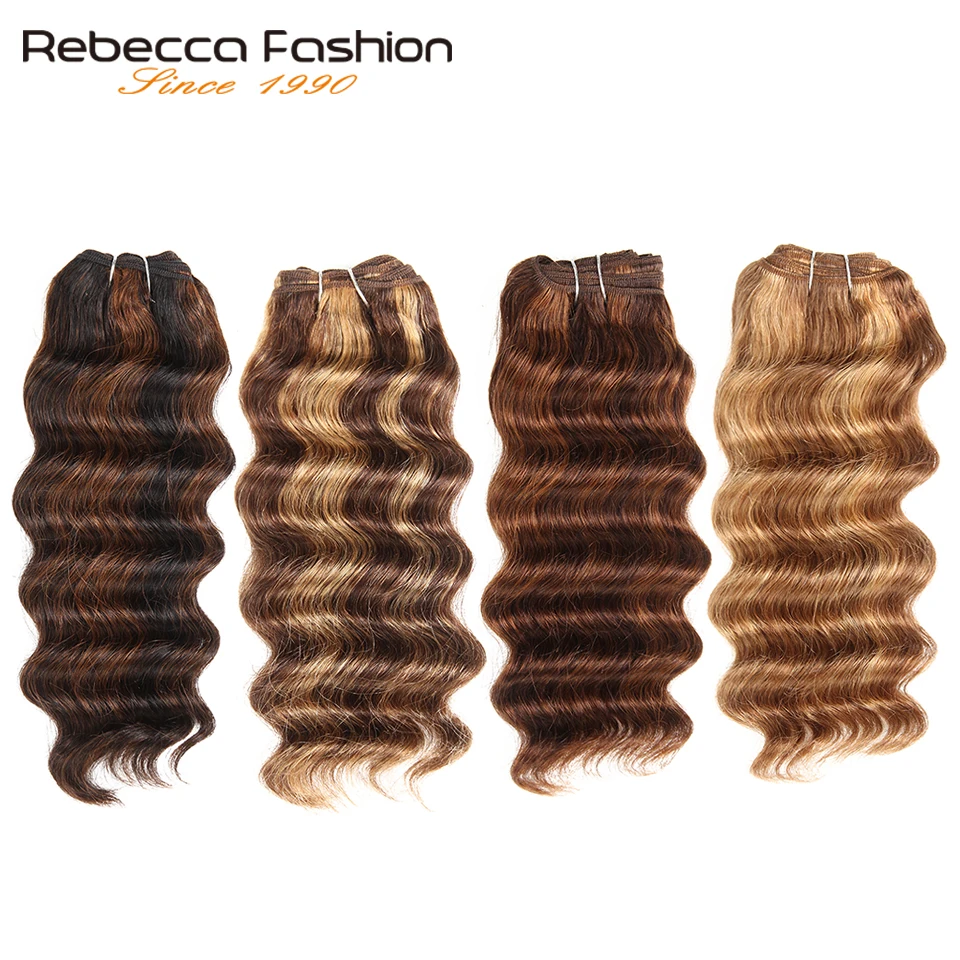 Натуральные волосы Rebecca глубокая волна 1 комплект бразильские накладные цвет Remy #
