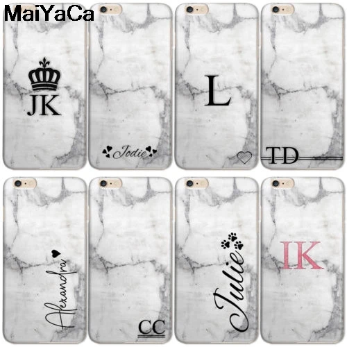 MaiYaCa PERSONALISED INITIALS for iPhone 4S SE 5C 5S 5 6 6S 7 8 Plus X XR XS MAX Phone Cases transparent Soft TPU Cover | Мобильные