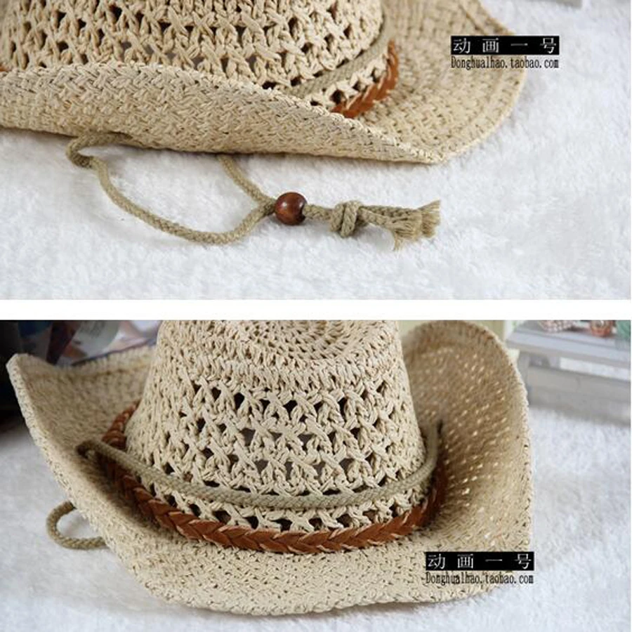 2 3 4 5 6 7Y Kids Cowboy Hat Summer Travel Sun Hat Boy's Straw Cap