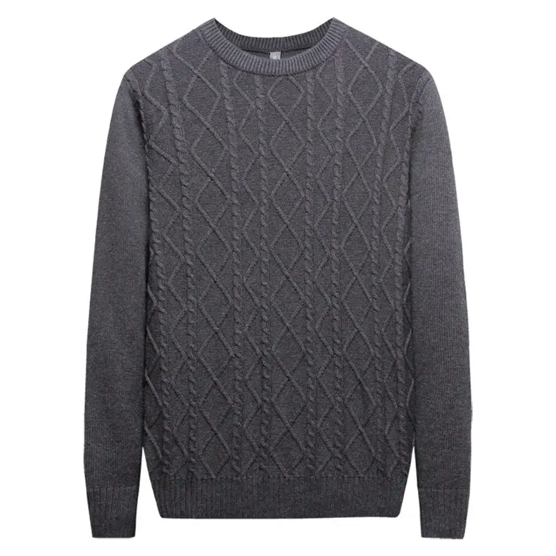 2019 Thicken Cable-Knit Sweater Men Cotton Knitted Crew Neck Men Pullover Autumn Winter Male Sweater MuLS Brand 3XL Dropshipping 04