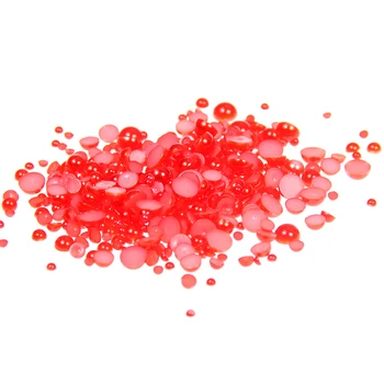 

Non Hotfix Beads 5600pcs 2mm 3mm 5mm 8mm 12mm Mixed Sizes Red Color Half Round Flatback Pearls DIY Jewelry Making Supplies