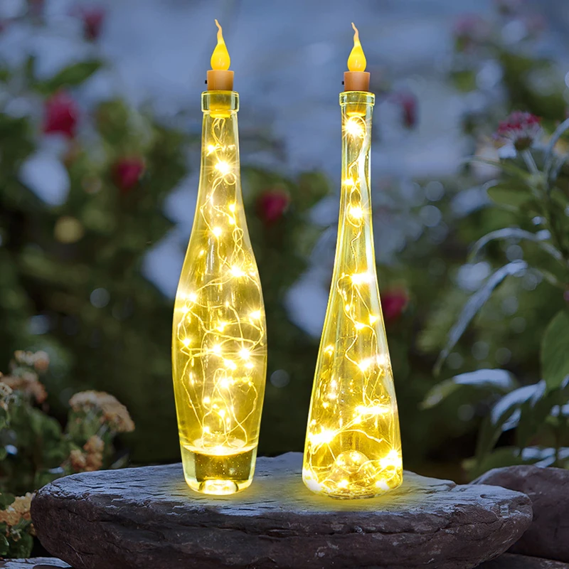 

Candle Shaped Copper Wire String Lights With Plastic Bottle Light For DIY Christmas Wedding Party Indoor Outdoor Decoration