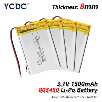 

1/2/4 Pieces New High Capacity 1500mAh Lithium Ion Polymer Battery 3.7V 803450 Li-polymer Lipo Batteries With PCB Protection