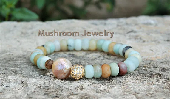 Baroque Pearl Bracelet Natural Pearl Bracelet June Birthstone Bracelet Amazonite Bracelet Pearl Jewelry Summer Bracelet Chakra Bracelet