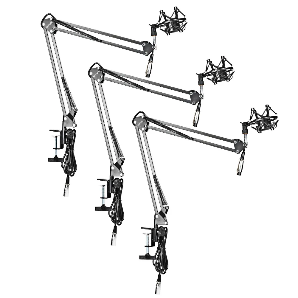 

Neewer 3-Pack NW-35 Microphone Suspension Boom Scissor Arm Stand Built-in XLR Male to Female Cable+Shock Mount+Table Clamp-Black