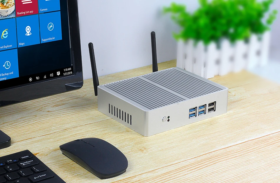 Мини-ПК Intel Celeron 3965U 4 К UHD Intel HD Графика 610 Windows 10 Dual Core 2,20 ГГц HDMI VGA Беспроводной Wi-Fi безвентиляторный мини-ПК