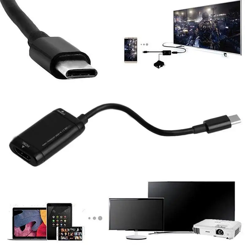 

Type-C to HDMI Adapter Mini Type-C USB 3.1 Male to 1080P HDMI Female Video Converter Cable Type-C Smartphone Tablet d25
