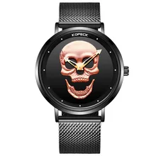 New Hot Men Golden Skull Leather Sports Watches Fashion Business Watch Band Men's Watch Men Quartz Clock Relogio Masculino