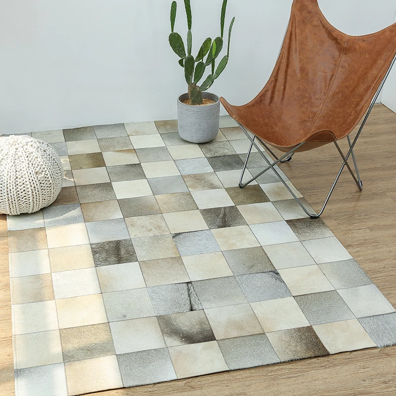 Роскошный ковёр из воловьей кожи в стиле пэчворк, Европейский диван для гостиной, чайный коврик для стола, спальни, прикроватный ковёр из коровьей кожи, прямоугольная Настройка