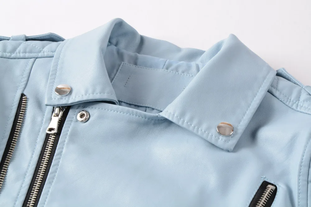 2020 New Fashion Women Soft Faux Leather PU Jackets and Coats Lady Motorcyle Zippers Biker Black Spliced Street Outerwear