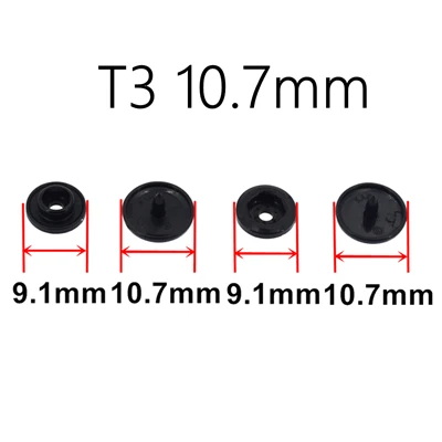 100 наборов KAM T3 T5 T8 круглые пластиковые застежки для пуговиц, стеганное одеяло, простыня, кнопки для одежды, аксессуары для детской одежды, зажимы - Цвет: T3 10.7mm