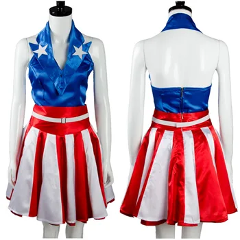 

The Avengers Captain America Cheerleader Dress Vest Hat Halloween Movie Cosplay Costumes For Adult Women Full Set