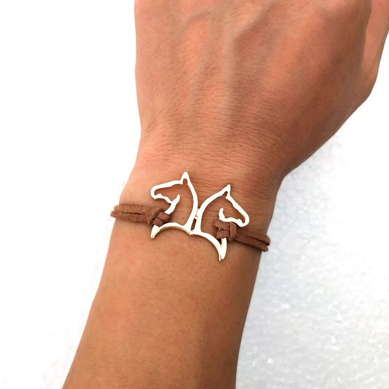 hzew Couple horse Bracelets two horse two colors gold and silver color bracelet for Couple
