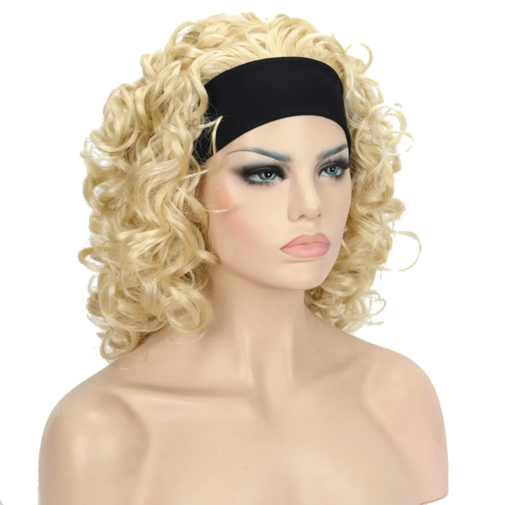 

Short Curly Blonde Synthetic HEADBAND Wig