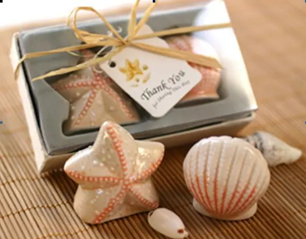 (20Pcs/lot=10boxes) Beach theme Wedding decoration gifts of Seashell and starfish ceramic salt pepper shakers Party Favors | Дом и сад