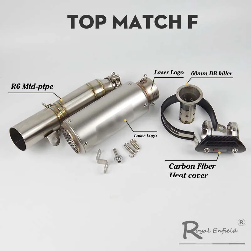2006- R6 слипоны для мотоцикла rcycle глушитель выхлопной трубы из углеродного волокна AR выхлопной escape moto escapamento средняя труба для Yamaha R6 - Цвет: Top Match F