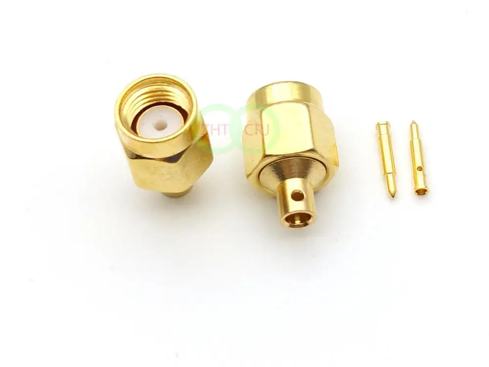 10x Gold SMA Male Plug Solder RF Straight Connectors for RG405 semi-rigid cable
