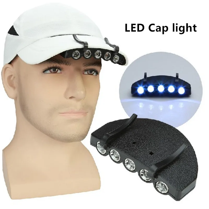 1pcs Flashlight Headlight Bright 5 Led Cap Light Outdoor Hat Headlamp