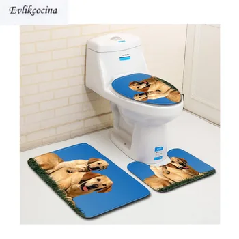

Free Shipping 3pcs Dog Baby And Mom Banyo Bathroom Carpet Toilet Bath Mat Set Non Slip Pad Tapis Salle De Bain Alfombra Bano