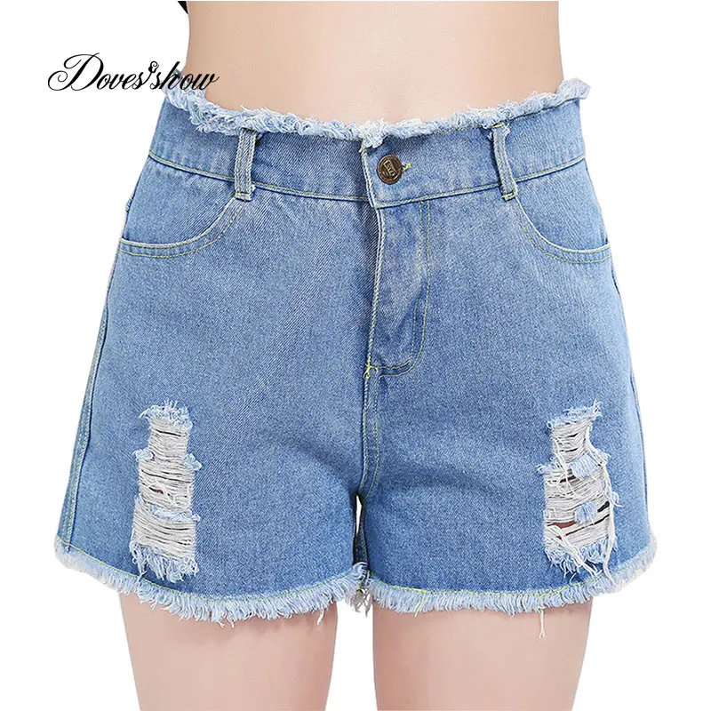 Euro Style Women Denim Shorts Vintage Plus size High Waist Cuffed Jeans