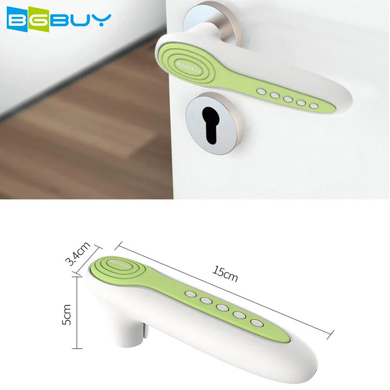 

Child Proof Safety Tools - Baby Proof Silicone Door Handle Cover Home Kitchen Bathroom Child Guard Protector (Green/grey)