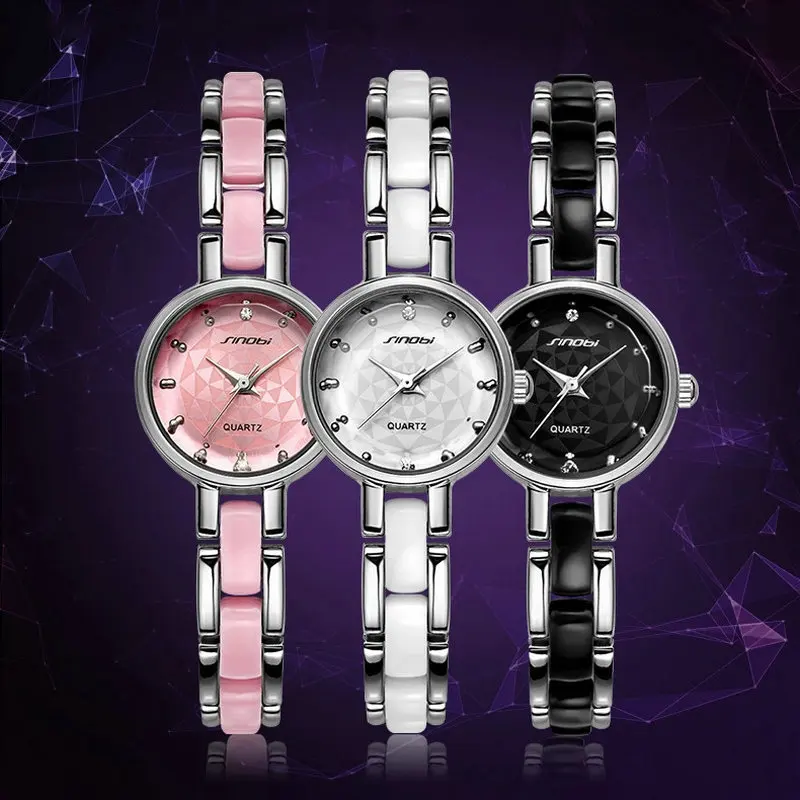 SINOBI Top Brand Luxury Rhinestone Bracelet Watch Women Watches Ladies Watch Hour Quartz Clock montre femme