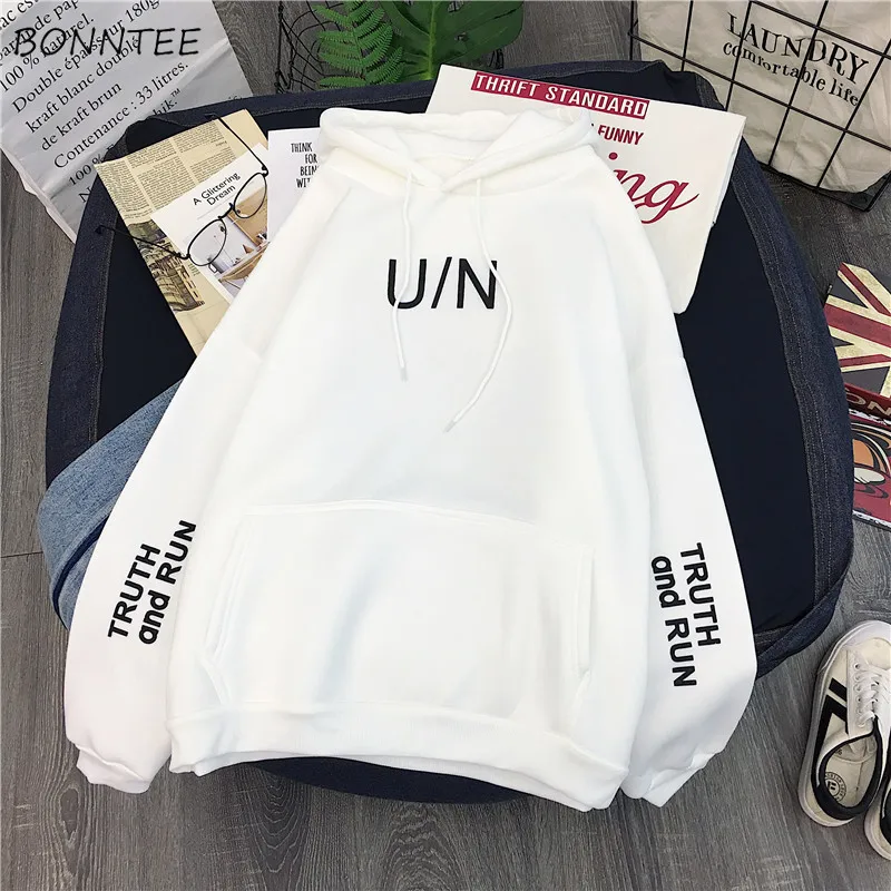  Hoodies Women Winter Thicken Ulzzang Kawaii Long Sleeve Womens Pullover Cartoon Printed Hooded Stud