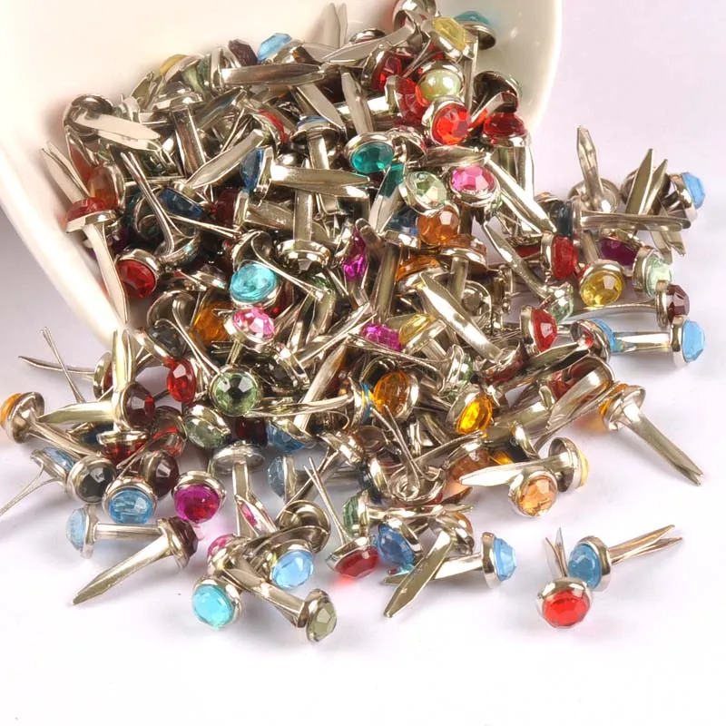 50PCsMixedRhinestoneRoundBradsScrapbookingEmbellishmentFastener