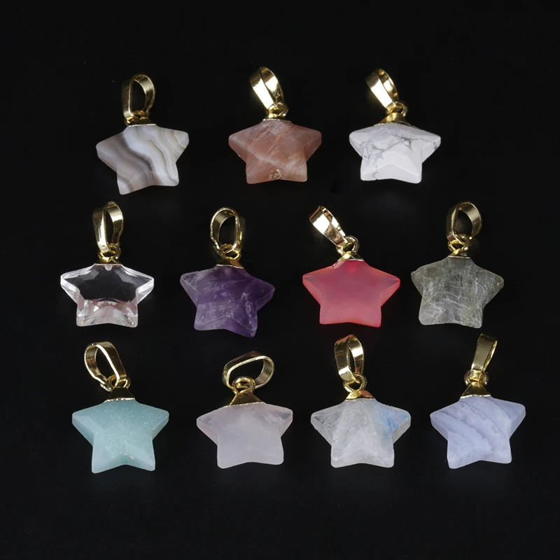

tiny gold buckle grey pink blue white star shape stone bead pendant charm for dainty personalized Jewelry DIY for choker earring