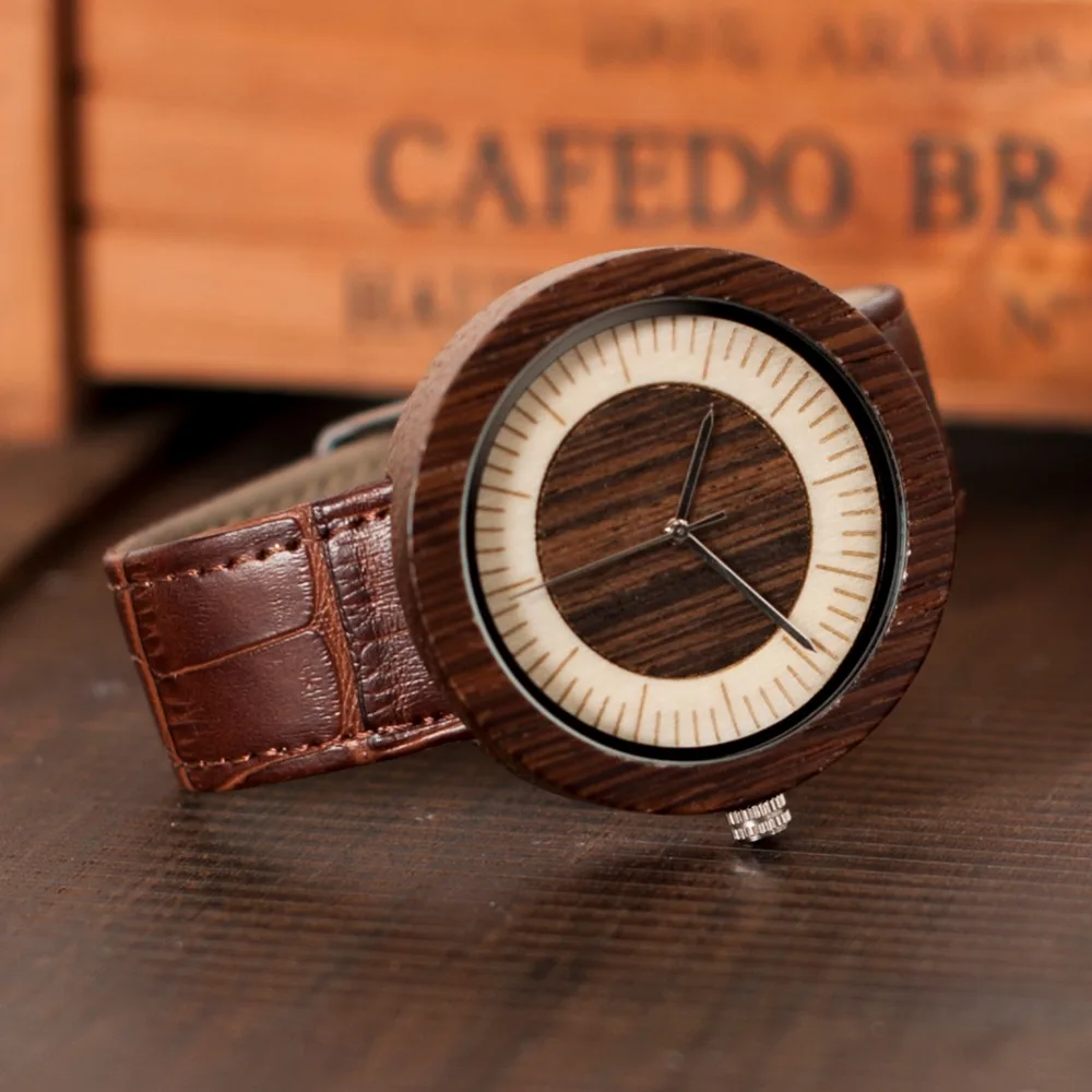 BOBO BIRD Round Male Zebra Wooden Watches Men Craft Top Brand Designer Curren China Supplier Saat Erkekler