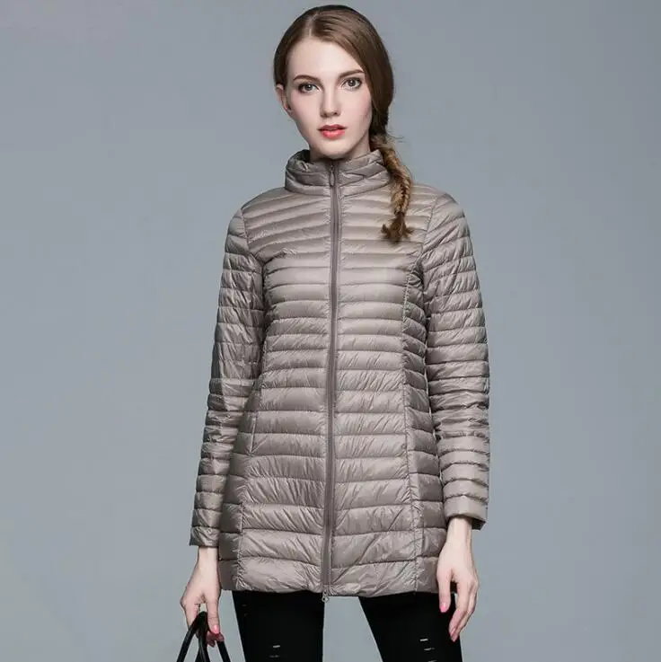 

Down Parka 2018 New Autumn & Winter Women Jacket Ultra Light Thin Coat Female Outwear Long Warm Slim Fit Plus Size Parka FR1004