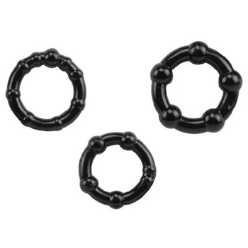 camaTech 3Pcs Silicone Beaded Penis Rings Delaying Ejaculation Cock Rings Lock Ejaculation Constriction Donuts Sex Rings For Men 5