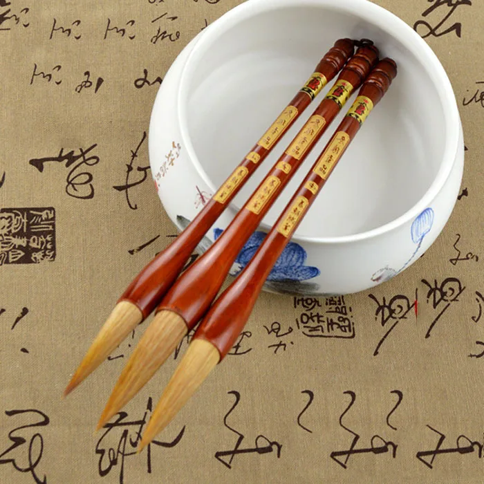 

1 Piece Calligraphy Pen Good Writing Weasel Hair Larger Regular Script Rose Wood Handle Painiting Brush Stationery for Kids
