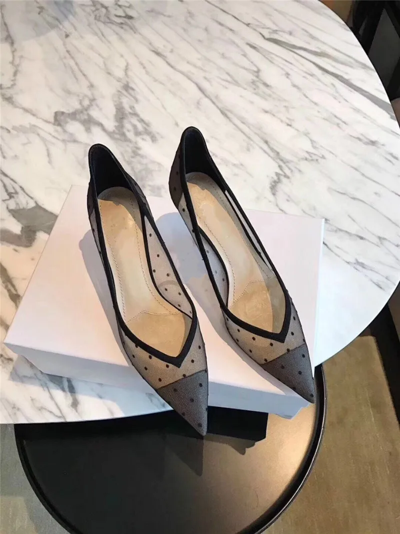 

2019 Latest Fashion Style Women Shoes Pointed Shoes Woman High Heel High (5cm-8cm) Mesh (Air Mesh) Cow Muscle Heels Women Basic