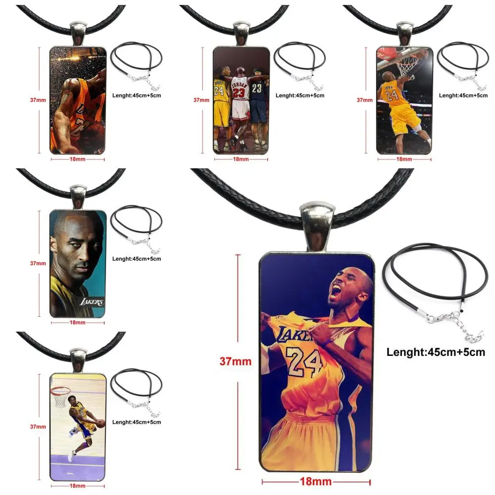 Losangeles Lakers Kobe Bean Bryant КБ Дизайн Модные Винтажные стеклянные женские прямоугольное Ожерелье Подвески для мужчин и женщин вечерние подарки