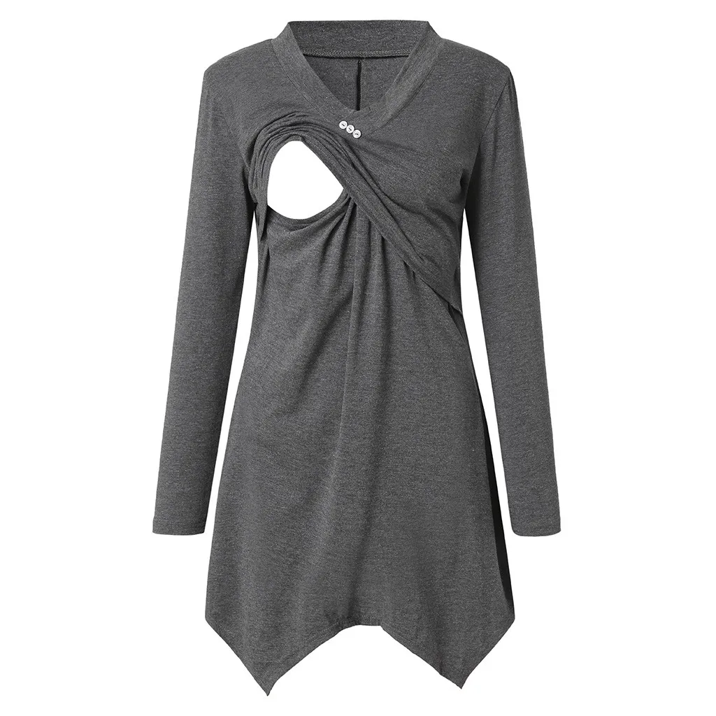 

2019 New Maternity clothes Women's Nursing V Neck Long Sleeves Casual Top Breastfeeding Clothes Blouse Fashion Women Clothes