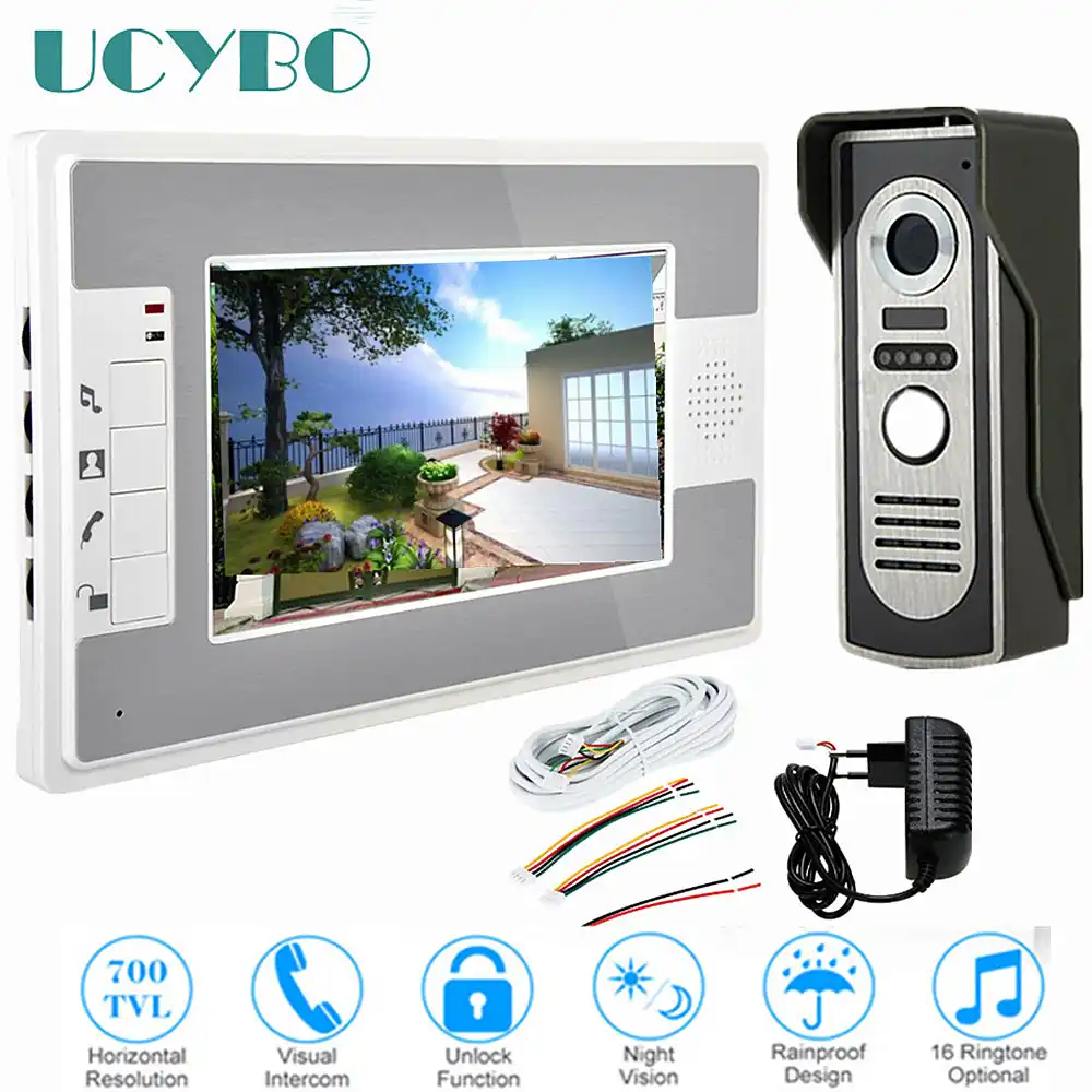 Color Night Vision ELRO DV477IP Wifi IP videoportero con pantalla a color de 7 pulgadas Vista en vivo y comunicaci/ón a trav/és de la aplicaci/ón