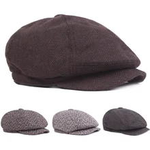 Мужские теплые Восьмиугольные шляпы зимняя вязаная шапка Повседневная для вождения гольф-берет CSHAT0369