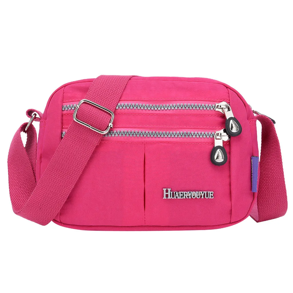 Летние сумки для женщин Femme Большая вместительная нейлоновая сумка через плечо Водонепроницаемая элегантная повседневная сумка для покупок сумки через плечо - Цвет: Ярко-розовый