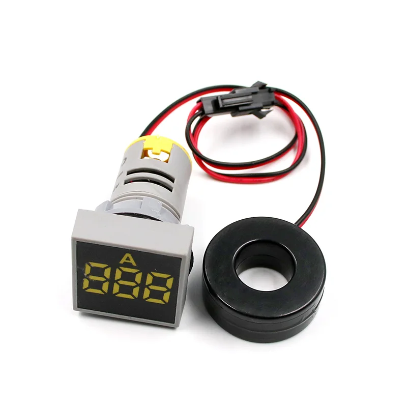 22 мм AC20-500V 0-100A цифровой светодиодный вольтметр измеритель напряжения индикатор пилотный светильник Амперметр тестер тока Датчик авто - Цвет: Yellow Ammeter