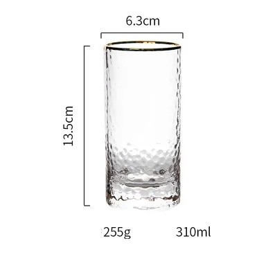 NIMITIME Европейский стиль молоток узор Золотая инкрустация стекло бытовая вода Холодный Напиток Молочный Сок Чай Вино чашка посуда для напитков - Цвет: 310ml