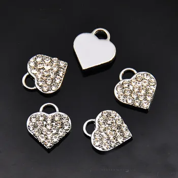 

Free Shipping! 30Full Rhinestone Hearts Hang Pendants DIY Necklace, keychains
