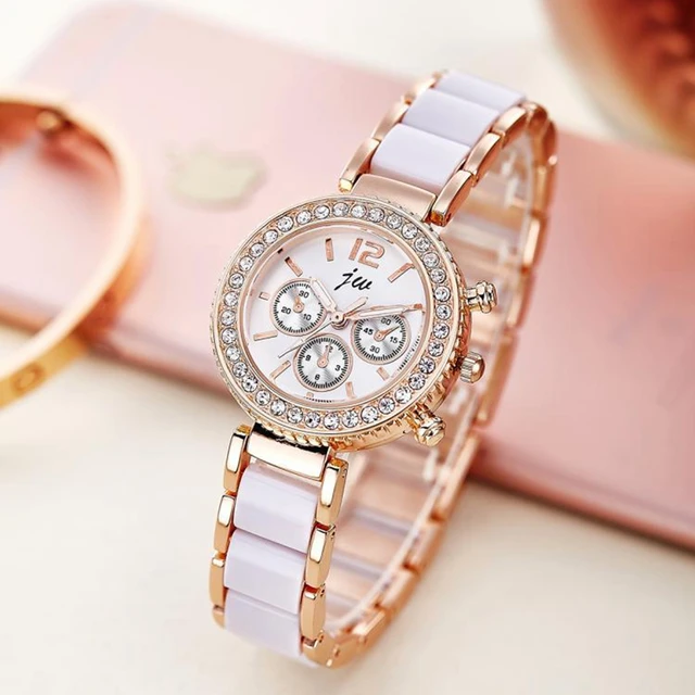 Imitation Ceramics Gold Bracelet Watch Women Rhinestone Watches Women Elegant Qu Imitation Ceramics Gold Bracelet Watch Women Rhinestone Watches Women Elegant Qu