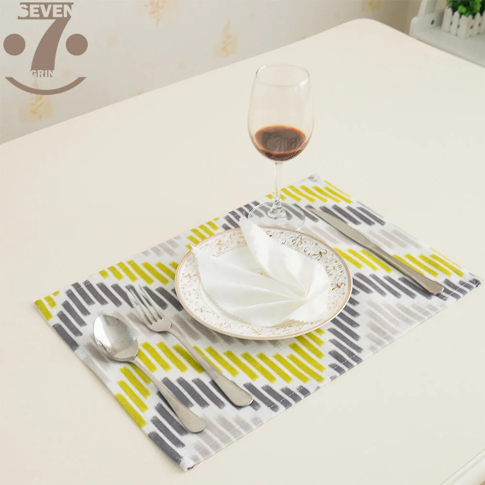 

Free Shipping 1Lot/3Pcs Japan Style Colorful Grey Yellow Stripes Waves Patterns Soft Microfiber Geometric Placemats