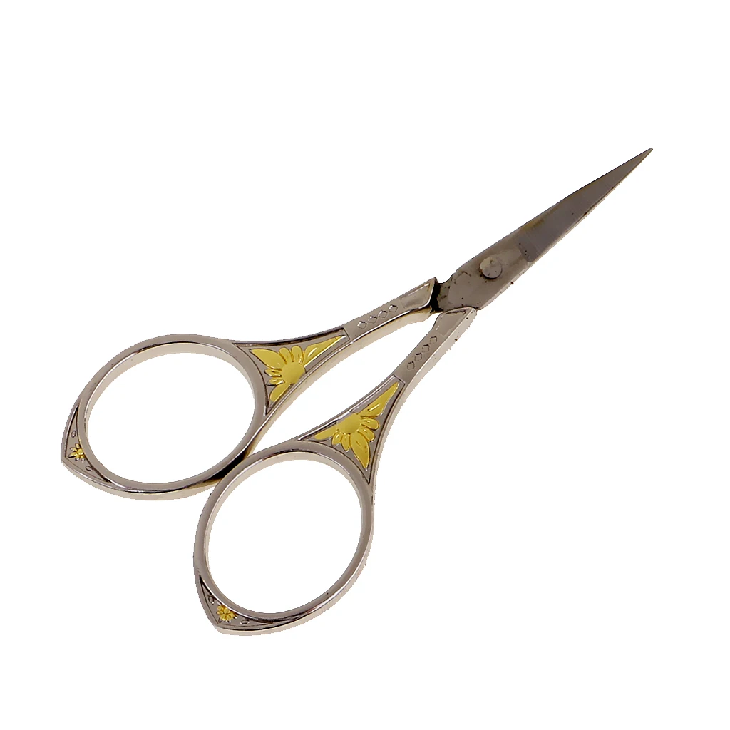 Stainless Steel European Vintage Floral Scissor for DIY Embroidery Sewing Craft Black/Sliver/Gold