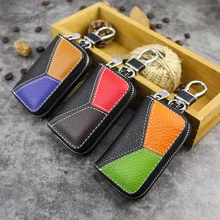 Горячая Распродажа чехол для автомобильных ключей натуральная кожа ключница кошельки Бытовая ключница Органайзер сумка на молнии чехол для ключей унисекс