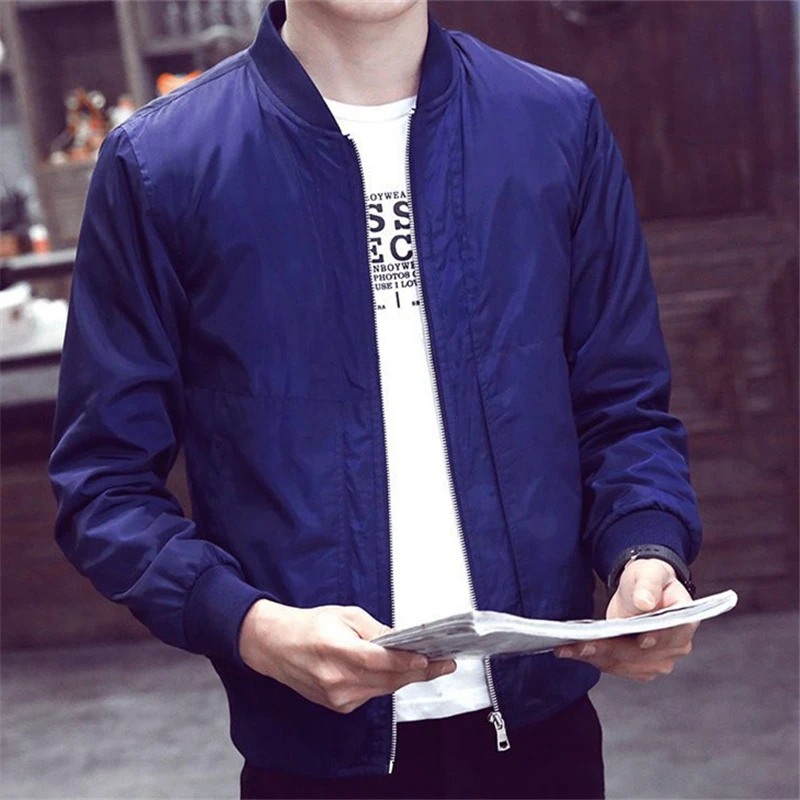 2019 Spring Autumn Casual Solid Fashion Slim Bomber Jacket Men Overcoat Baseball Jackets Men's streetwear Jacket 4xl Top XT380