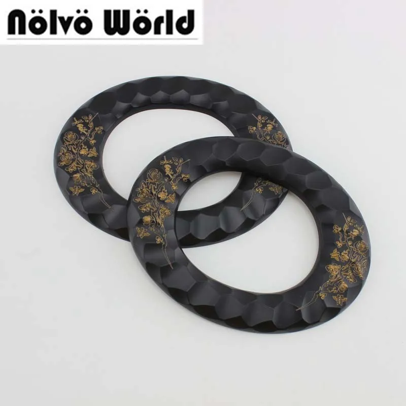 

5 pairs=10 pieces,15.5X12cm Black fish scale engraved pattens plastic oval handle for bags purse sewing,Hot Selling