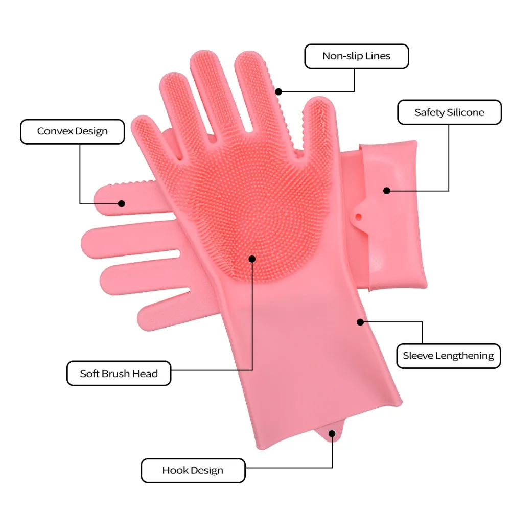 Волшебные силиконовые чистящие перчатки для мытья посуды кухонные бытовые резиновые губчатые перчатки с щеткой